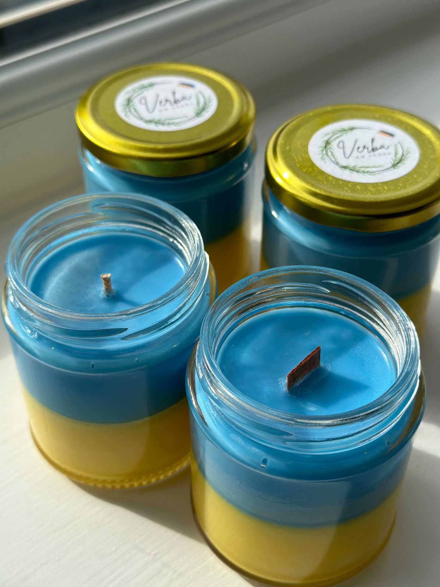 Ukrainian Flag Candle