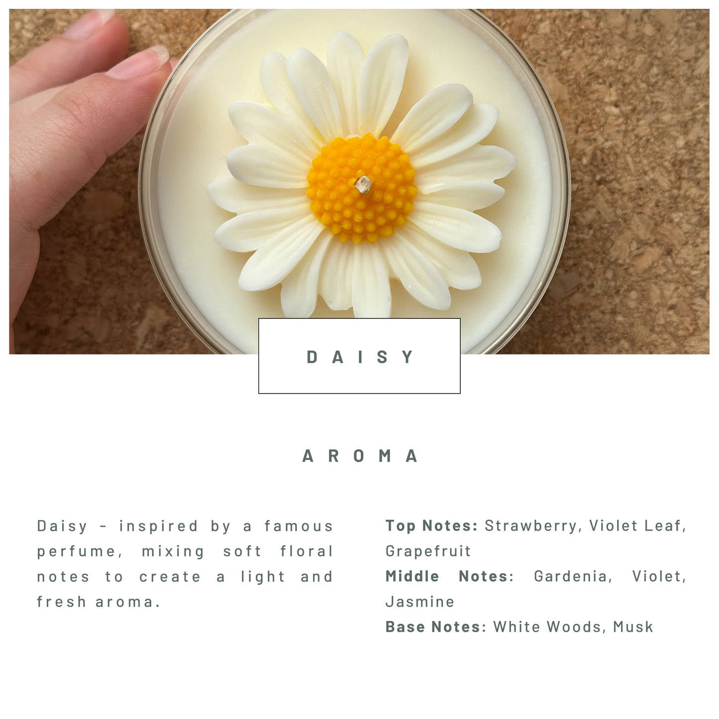 Daisy candle | straight glass jar | 200ml