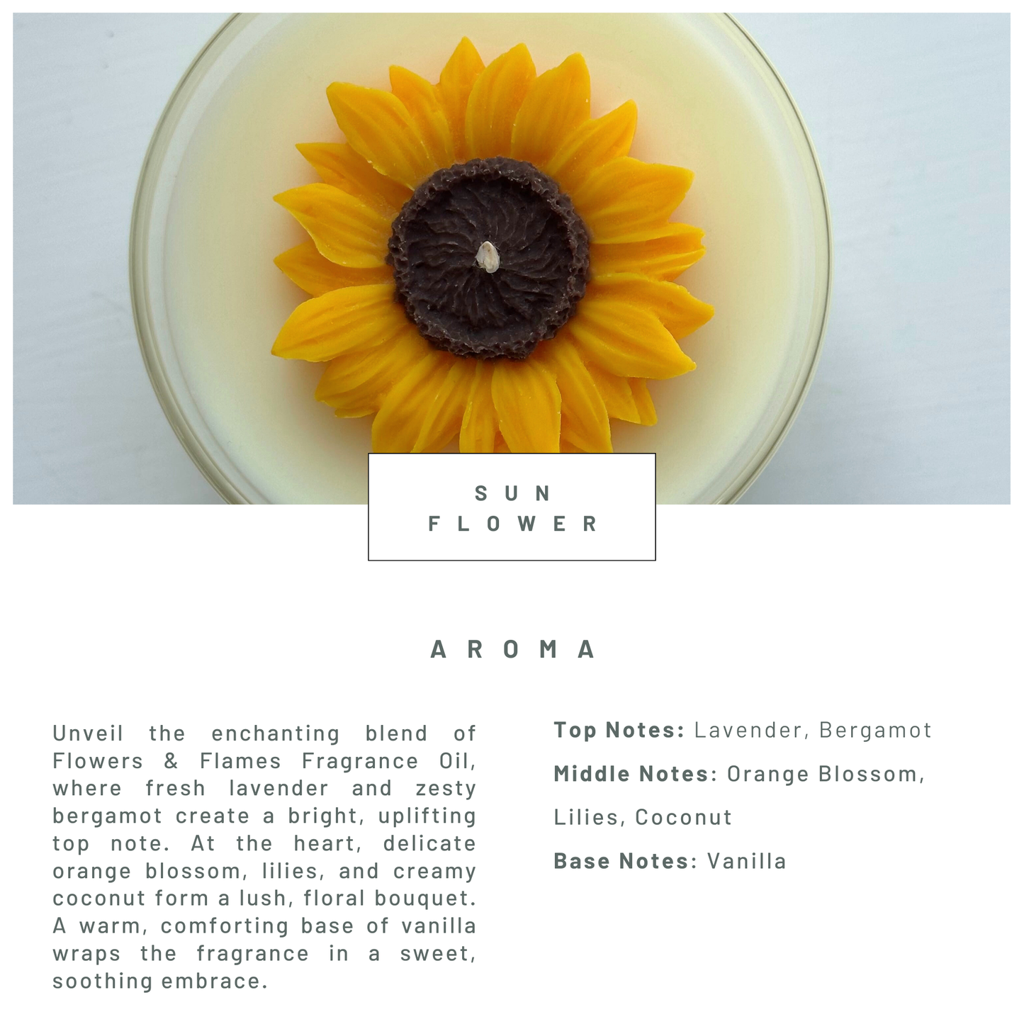 Sunflower candle | straight glass jar | 200ml