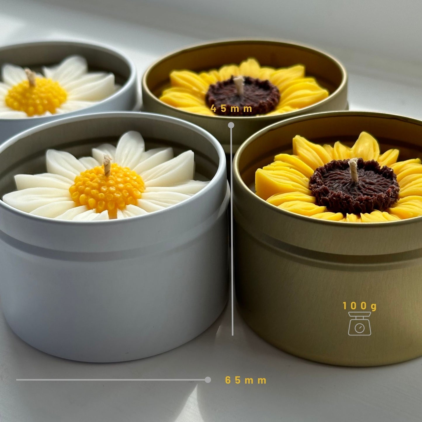 Daisy candle | 100ml | white tin