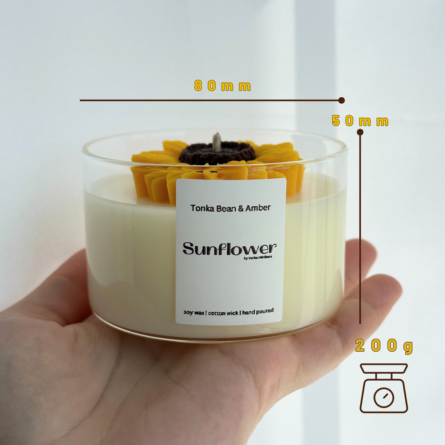 Sunflower candle | straight glass jar | 200ml
