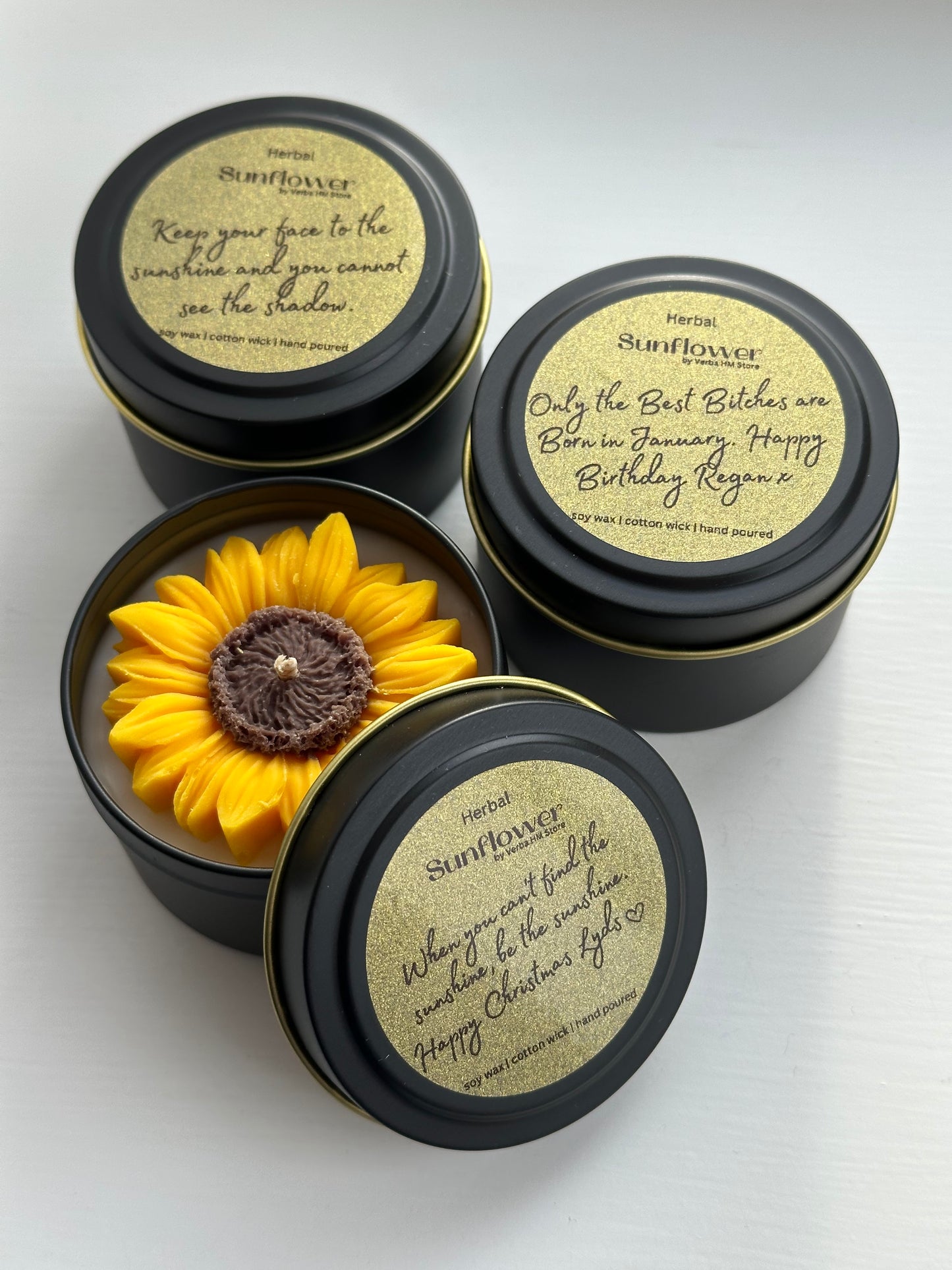 Sunflower candle | 100ml | black tin