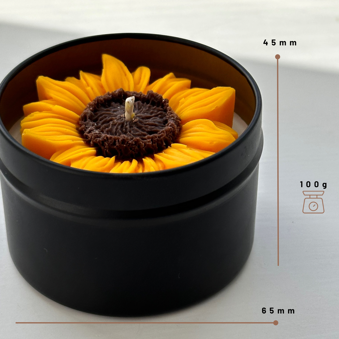 Sunflower candle | 100ml | black tin