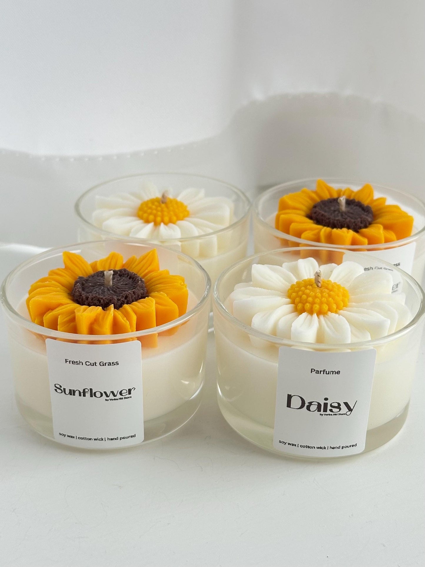 Daisy and Sunflower candles | glass jar | 100g