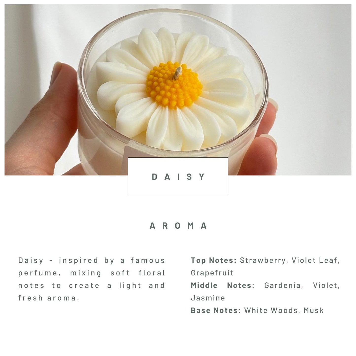 Daisy and Sunflower candles | glass jar | 100g