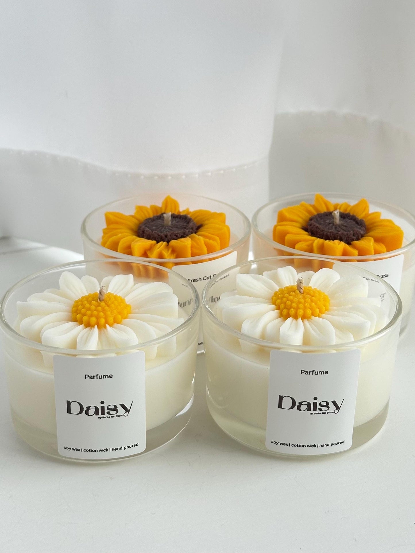 Daisy and Sunflower candles | glass jar | 100ml