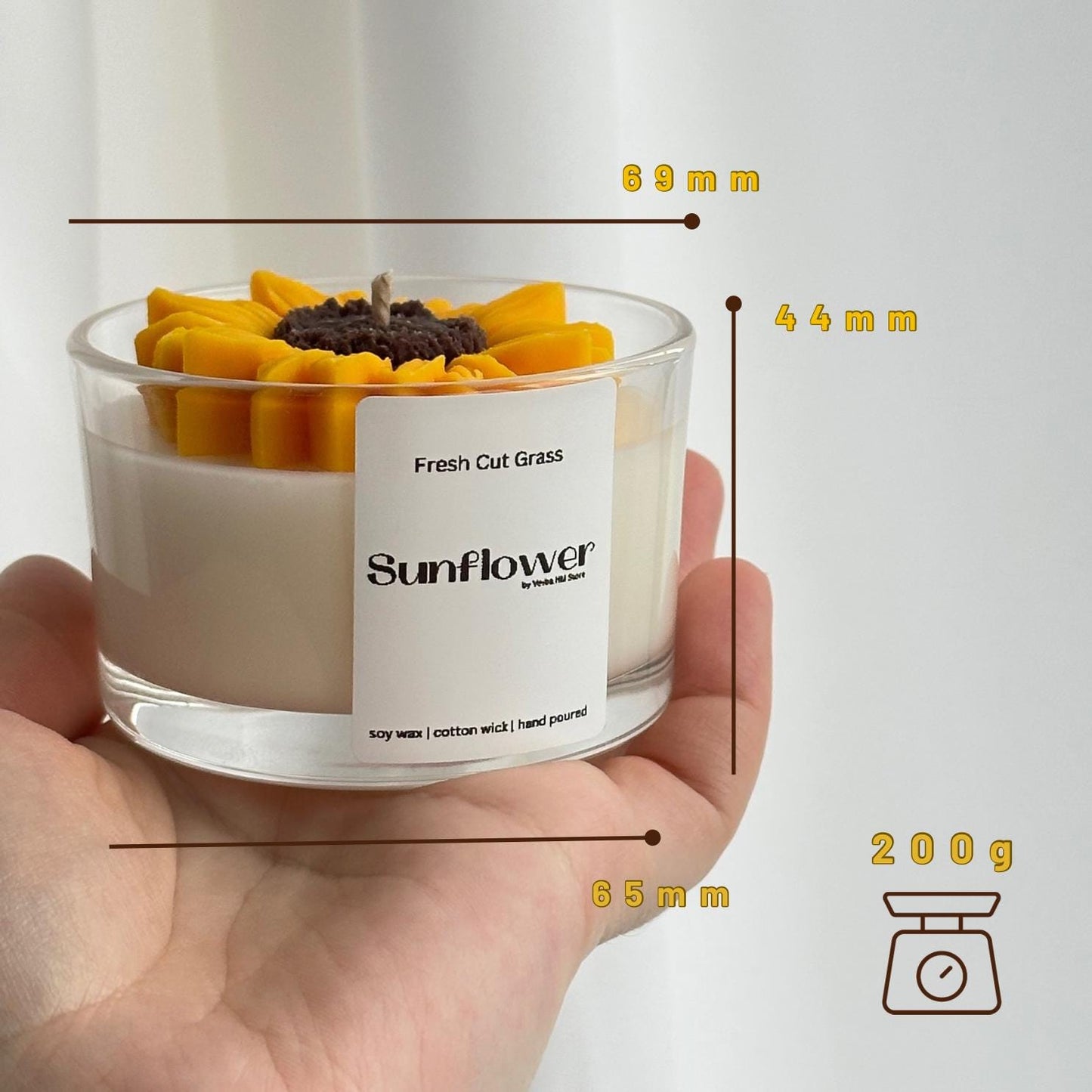 Daisy and Sunflower candles | glass jar | 100ml