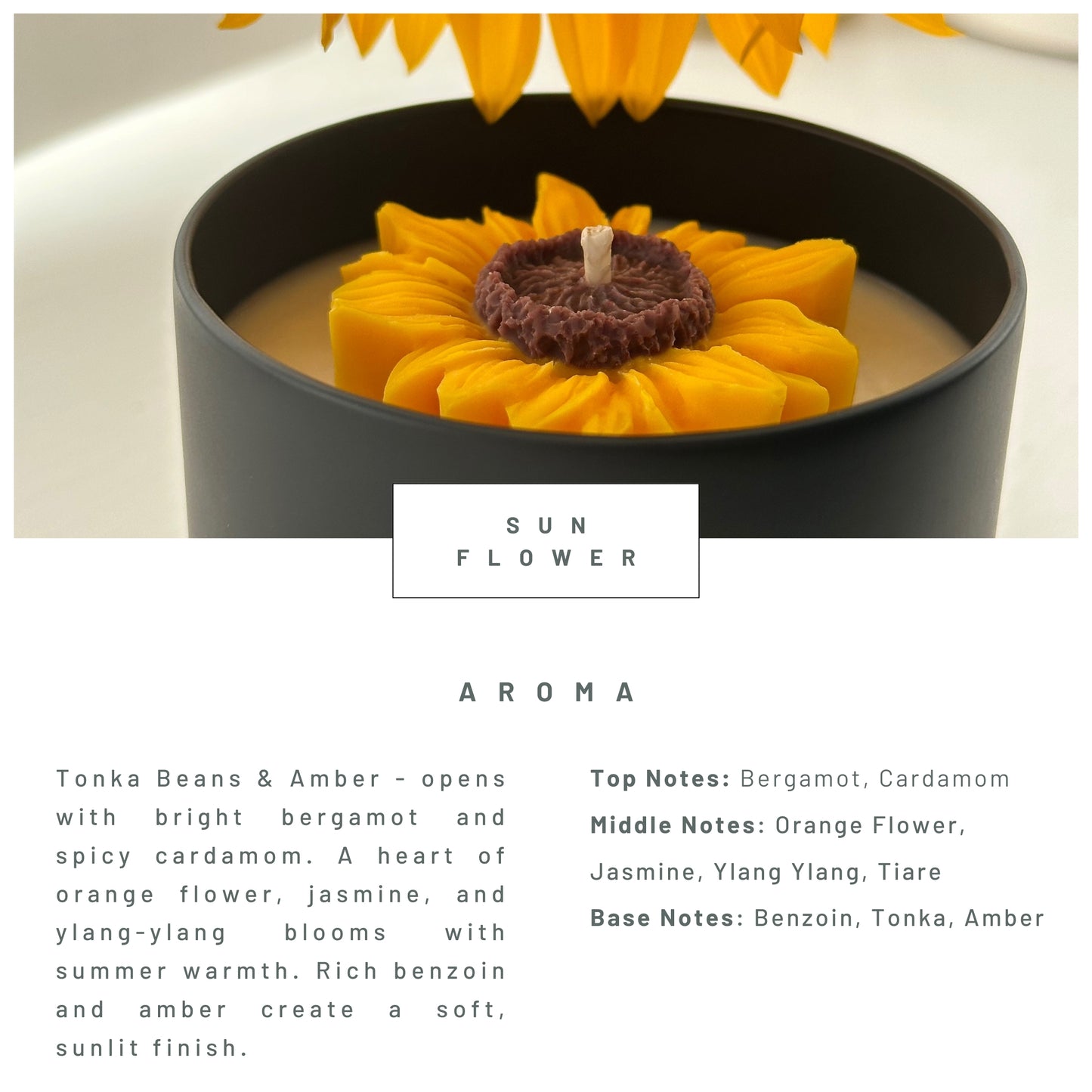 Sunflower candle | 200ml | black tin
