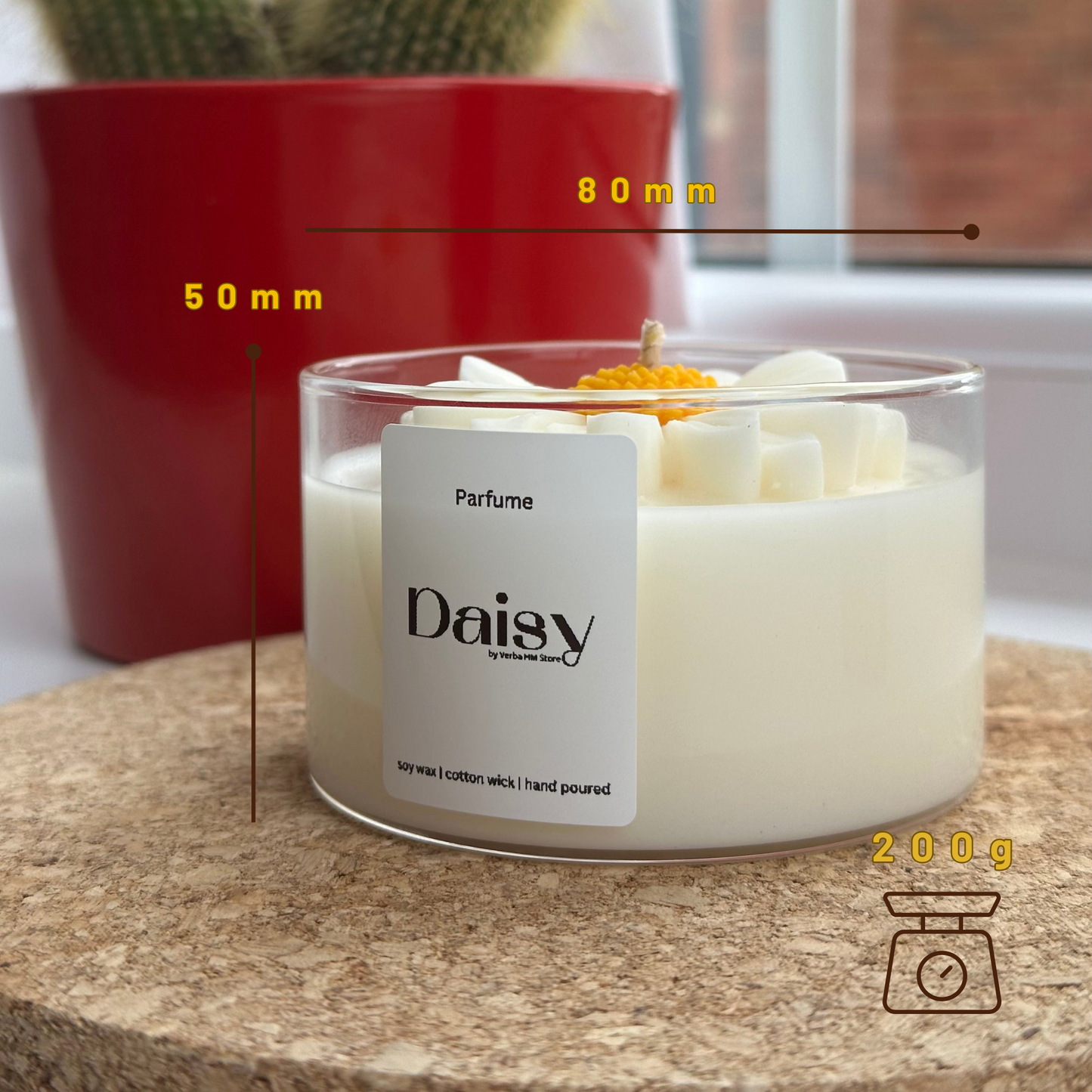 Daisy candle | straight glass jar | 200ml