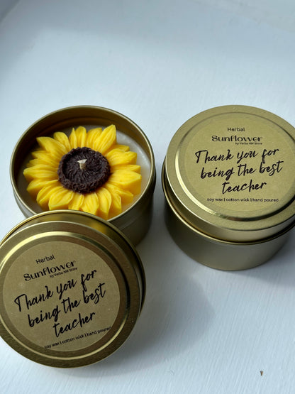 Sunflower candle | 100ml | golden tin