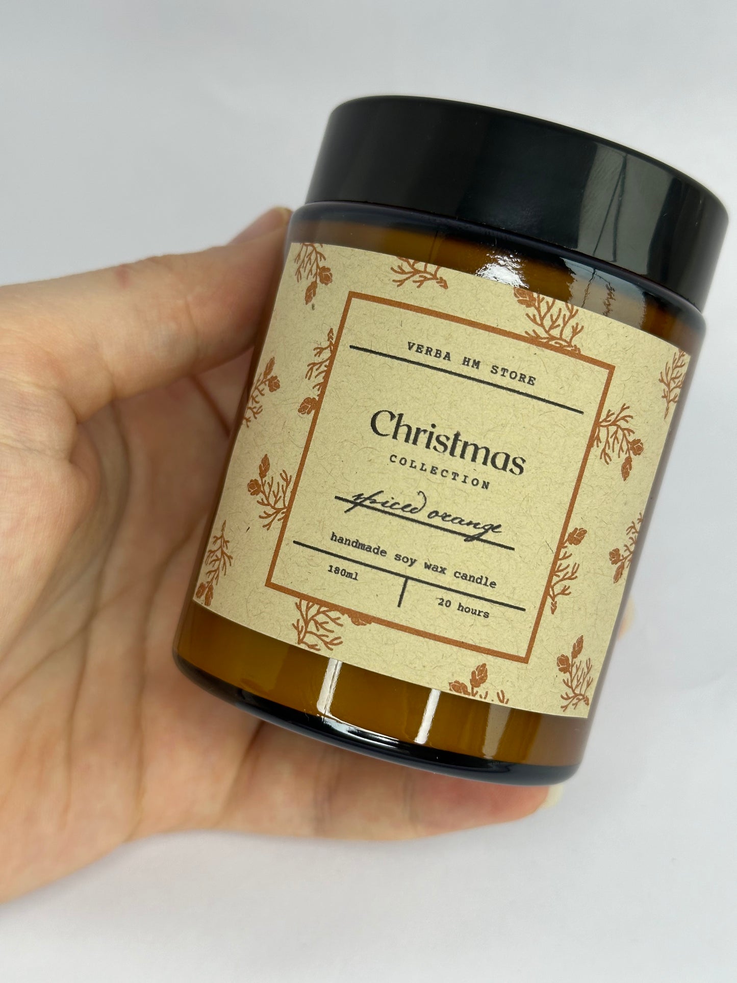 Christmas candles | Amber jar | 180ml