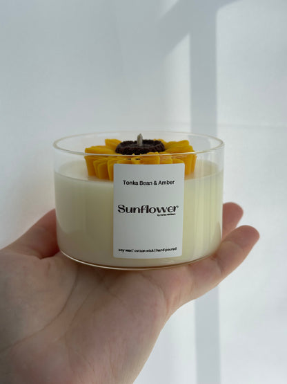 Sunflower candle | straight glass jar | 200ml